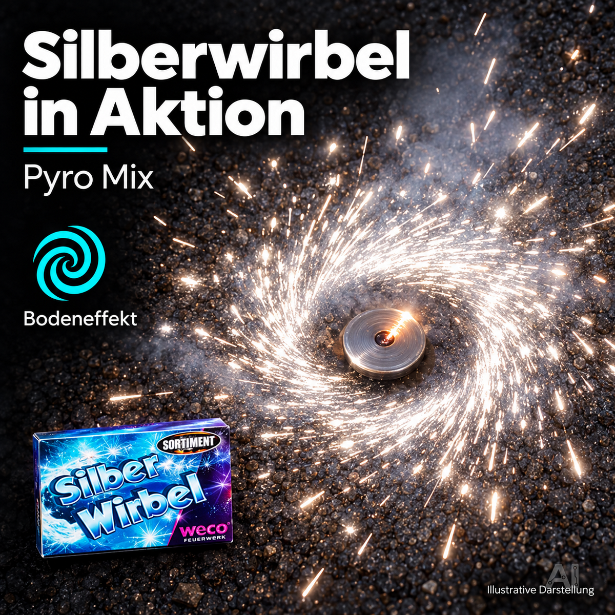 Neujahrs-Feuerwerk 2027 – vielseitiges Partyset mit Feuerwerksartikeln für stimmungsvolle Silvesterfeiern - Set mit 90 Teilen (Pyro Mix)