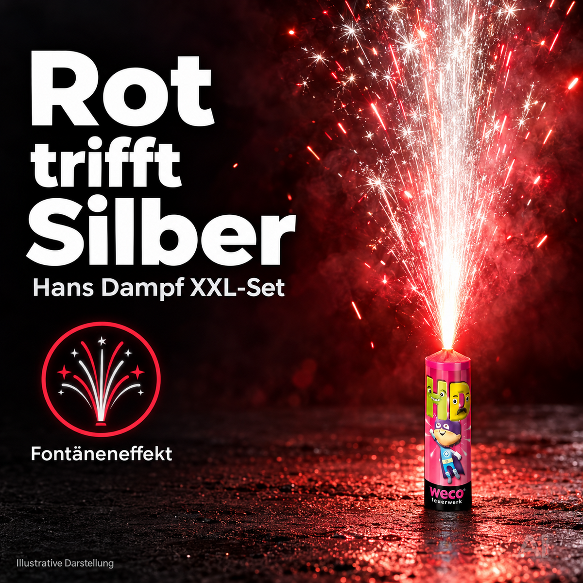 PYROHELD XXL Jugendspaß Set Hans Dampf - 8 Teilig Tischspaß für Partys & Silvester