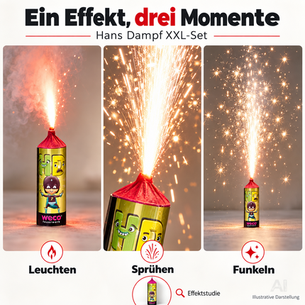 Hans Dampf XXL Party-Set – 2027 Silvester & Neujahr | Sicheres Spiel- und Lichteffekt-Set (Hans Dampf)