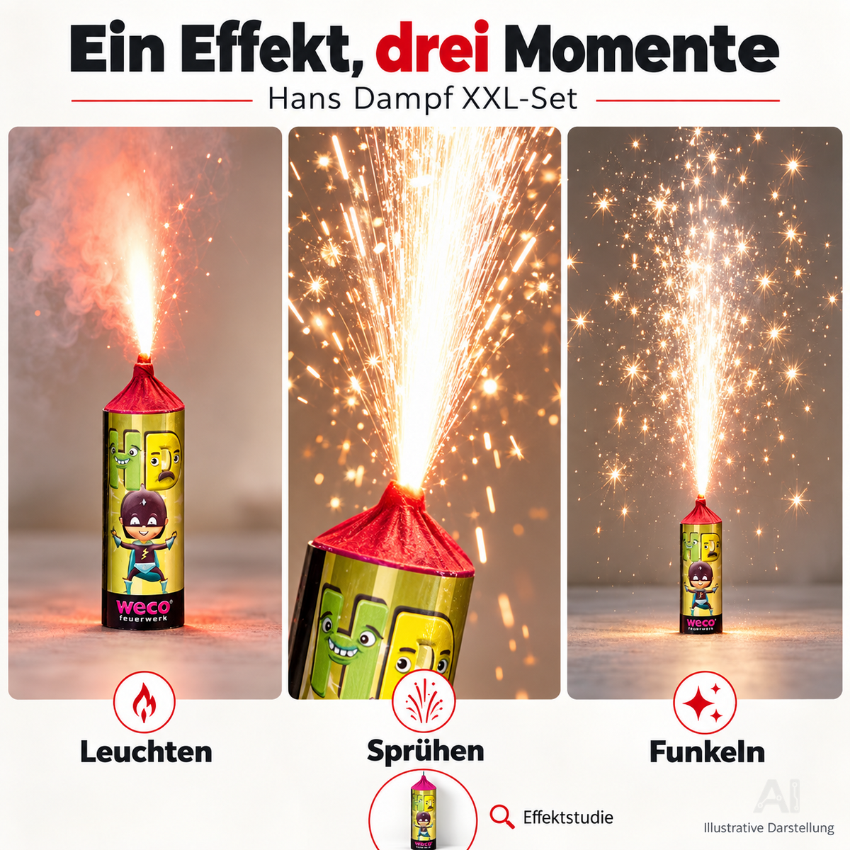 Hans Dampf XXL Party-Set – 2027 Silvester & Neujahr | Sicheres Spiel- und Lichteffekt-Set (Hans Dampf)