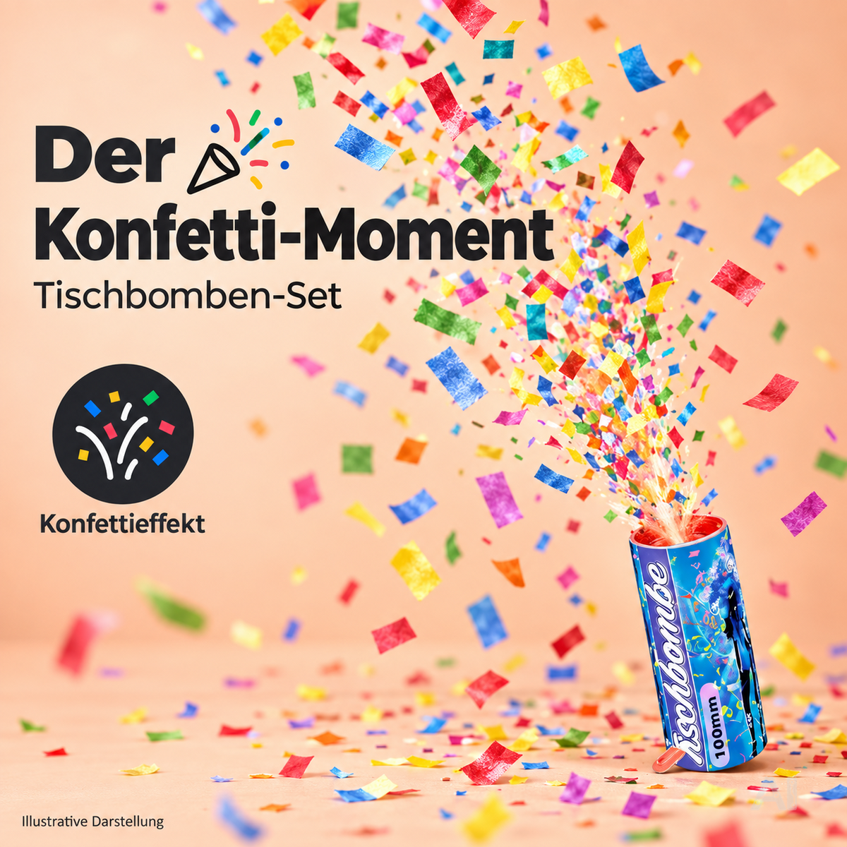 4er Party Tischbomben Partypopper Tischfeuerwerk für Partys & Feuerwerk Silvester