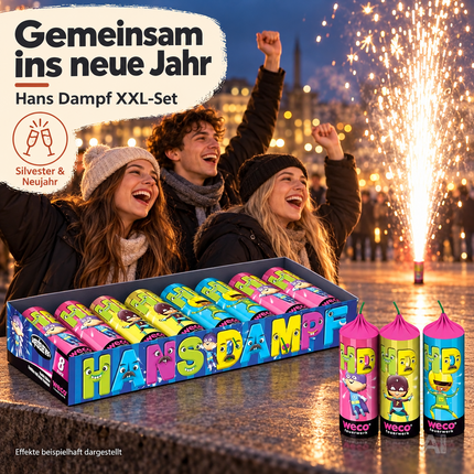 FLAME X BURN Hans Dampf XXL Set – 8-teiliges Jugendspaß und Tischartikel Kat. F1