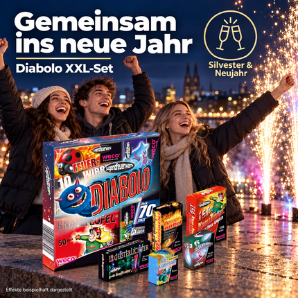 XXL-Set Diabolo - 70 Teile Jugendfeier Tischartikel für Partys & Feuerwerk Silvester Kat. F1