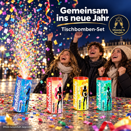 4er Party Tischbomben Partypopper Tischfeuerwerk für Partys & Feuerwerk Silvester