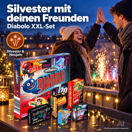 Diabolo XXL Party-Set – 70 Teile für Silvester 2027 & Neujahr | Sicheres Set (Diabolo)