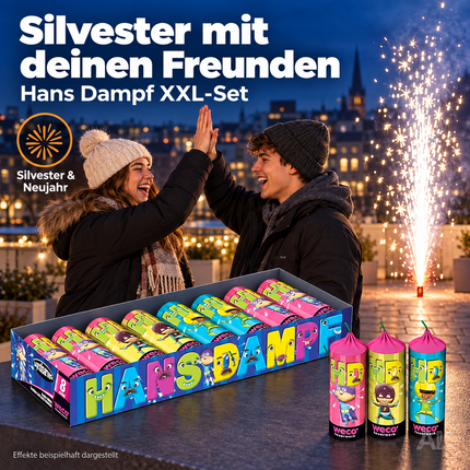 Hans Dampf XXL Party-Set – 2027 Silvester & Neujahr | Sicheres Spiel- und Lichteffekt-Set (Hans Dampf)