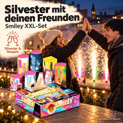 8 Teile XXL Smiley - Ideal für Kinder & Jugendliche – 2027 für Partys & Silvester - Jugendfeuerwerk