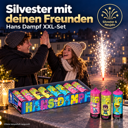 PYROHELD XXL Jugendspaß Set Hans Dampf - 8 Teilig Tischspaß für Partys & Silvester