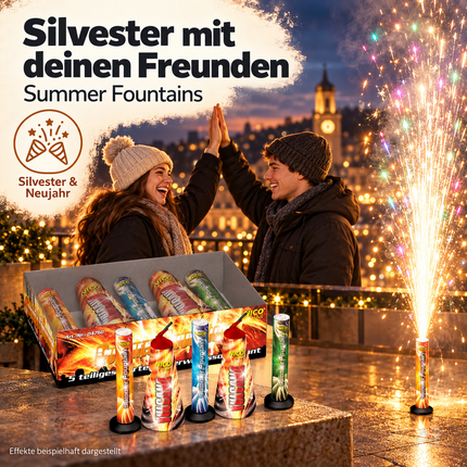 FLAME X BURN Summer Fountains 5er-Pack – Unterhaltung & Tischdeko Kat. F1