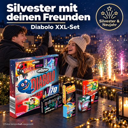 XXL-Set Diabolo - 70 Teile Jugendfeier Tischartikel für Partys & Feuerwerk Silvester Kat. F1