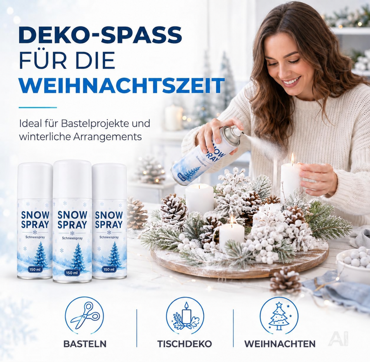 Schneespray 150 ml – künstlicher Schnee für festliche Weihnachtsdekoration