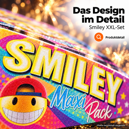 Hochwertiges Jugendfeuerwerk: Happy Sparks® Smiley Maxi Pack - 8-teiliges