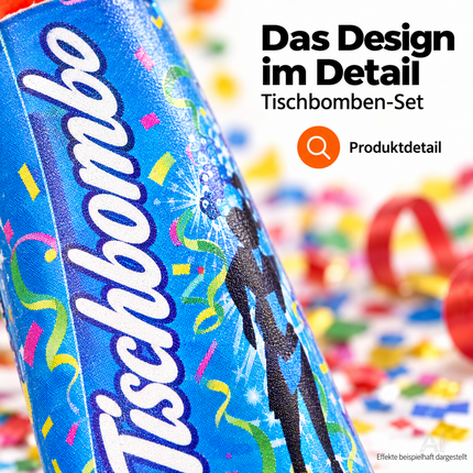 4er Tischbomben Party Set Partypopper für Silvester & Partys, Jugendfeuerwerk Kat. F1 für Kinder & Jugendliche 2027 - Jugendfeuerwerk