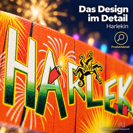 Silvester-Set für unvergessliche Neujahrsfeiern – mit Feuerwerksartikeln, Wunderkerzen und Knallerbsen - Set mit 150 Teilen (Harlekin)