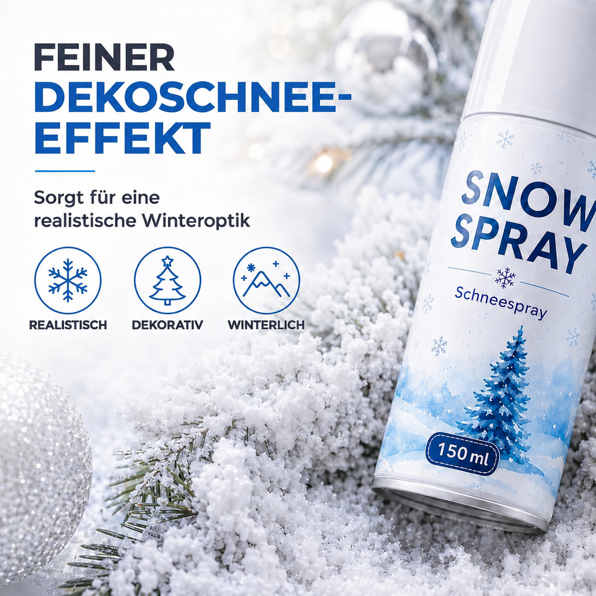 Schneespray 150 ml – Dose mit winterlichem Dekoschnee-Effekt