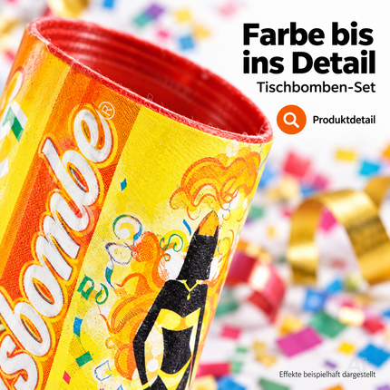 4er Tischbomben Party Set Partypopper für Silvester & Partys, Jugendfeuerwerk Kat. F1 für Kinder & Jugendliche 2027 - Jugendfeuerwerk