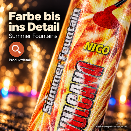 FLAME X BURN Summer Fountains 5er-Pack – Unterhaltung & Tischdeko Kat. F1