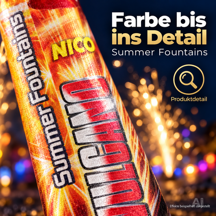 PYROHELD Summer Fountains 5er-Set Jugendspaß Set - Tischspaß für Partys & Feuerwerk Silvester Kat. F1