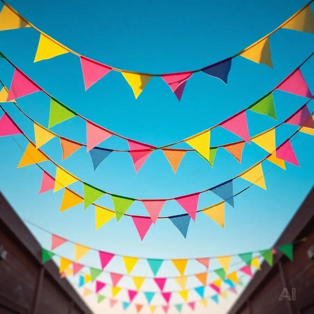 100 Meter Wimpelkette bunt - XXL Girlande aus Stoff in bunten Farben zu Deko für Party & Dekoration Indoor & Outdoor