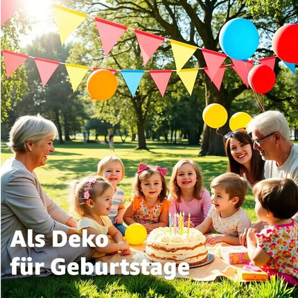 100 Meter Wimpelkette bunt - XXL Girlande aus Stoff in bunten Farben zu Deko für Party & Dekoration Indoor & Outdoor