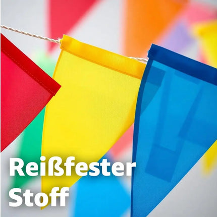 100 Meter Wimpelkette bunt - XXL Girlande aus Stoff in bunten Farben zu Deko für Party & Dekoration Indoor & Outdoor