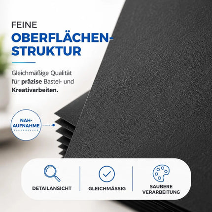 100x Blatt Tonpapier Schwarz DIN A4 220 g/m² – Bastelpapier, Buntpapier & Tonkarton für Drucker, Schule und DIY-Projekte (100x Tonpapier Schwarz)