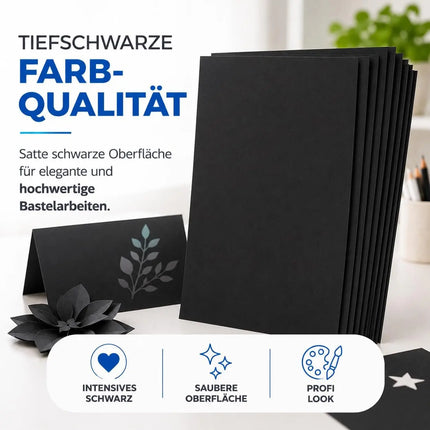 100x Blatt Tonpapier Schwarz DIN A4 220 g/m² – Bastelpapier, Buntpapier & Tonkarton für Drucker, Schule und DIY-Projekte (100x Tonpapier Schwarz)