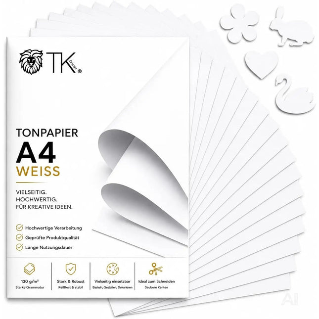 100x Blatt Tonpapier Weiß DIN A4 220 g/m² – Bastelpapier, Buntpapier & Tonkarton für Drucker, Schule und DIY-Projekte (100x Tonpapier weiß)