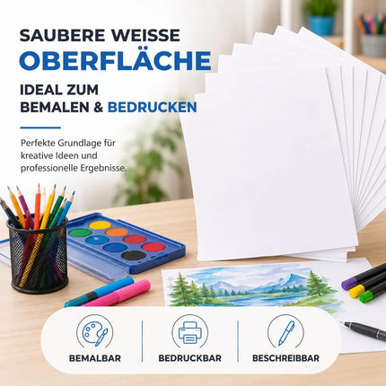 100x Blatt Tonpapier Weiß DIN A4 220 g/m² – Bastelpapier, Buntpapier & Tonkarton für Drucker, Schule und DIY-Projekte (100x Tonpapier weiß)