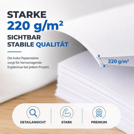 100x Blatt Tonpapier Weiß DIN A4 220 g/m² – Bastelpapier, Buntpapier & Tonkarton für Drucker, Schule und DIY-Projekte (100x Tonpapier weiß)