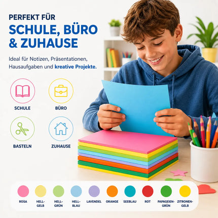 100x Buntes Papier - 140 gsm Bastelpapier Tonpapier Buntpapier 140 g/m²