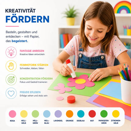 100x Buntes Papier - 140 gsm Bastelpapier Tonpapier Buntpapier 140 g/m²