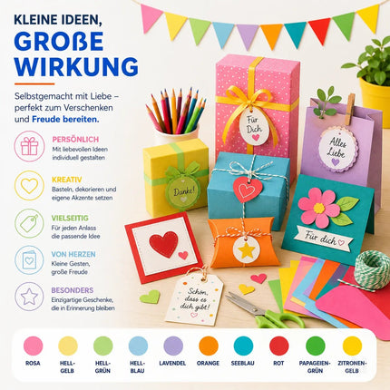 100x Buntes Papier - 140 gsm Bastelpapier Tonpapier Buntpapier 140 g/m²