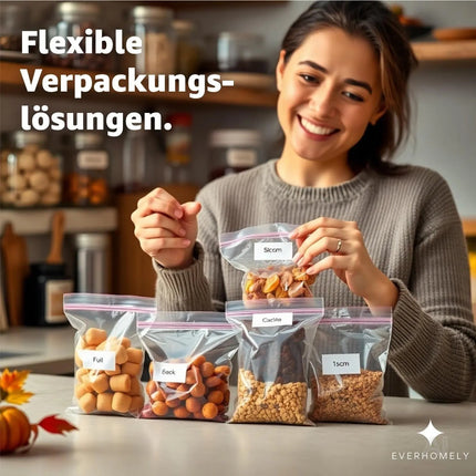 100x Druckverschlussbeutel Zip Set Baggys Baggies - reißfest & transparent Plastikbeutel Plastiktüten Polybag Zipper Ziplock Beutel klein & groß (6x8cm)