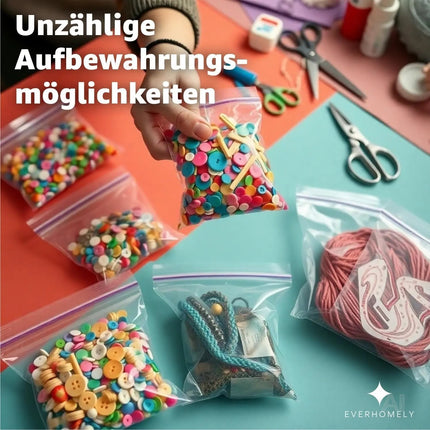 100x Druckverschlussbeutel Zip Set Baggys Baggies - reißfest & transparent Plastikbeutel Plastiktüten Polybag Zipper Ziplock Beutel klein & groß (6x8cm)