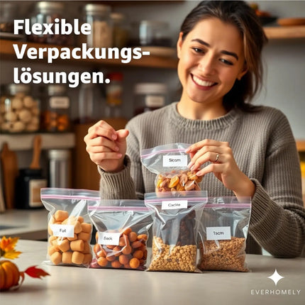 100x Druckverschlussbeutel Zip Set Baggys Baggies - reißfest & transparent Plastikbeutel Plastiktüten Polybag Zipper Ziplock Beutel klein & groß (8x10cm)