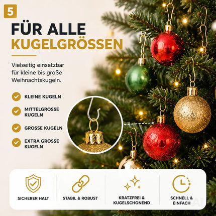 100x Haken Weihnachtsbaum Baumhaken Aufhänger Gold & Silber – Detailansicht 6
