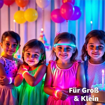 100x Knicklichter bunt – extra helle Glow Sticks mit Verbindern für Party, Silvester, Festival & Geburtstag – Leuchtstäbe mit langer Leuchtdauer
