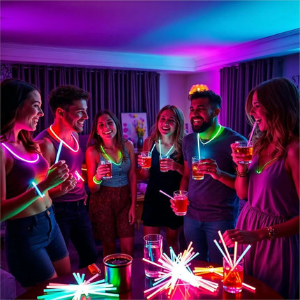 100x Knicklichter bunt – extra helle Glow Sticks mit Verbindern für Party, Silvester, Festival & Geburtstag – Leuchtstäbe mit langer Leuchtdauer