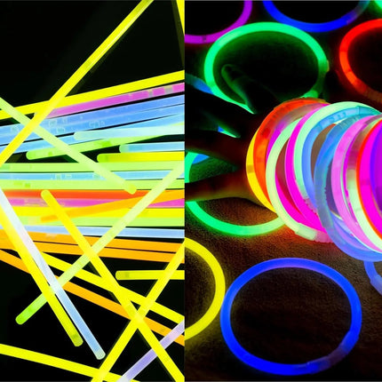 100x Knicklichter bunt – extra helle Glow Sticks mit Verbindern für Party, Silvester, Festival & Geburtstag – Leuchtstäbe mit langer Leuchtdauer