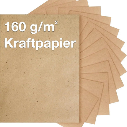 100x Kraftpapier 160 g/m² DIN A4 braunes Papier aus Kartonpapier