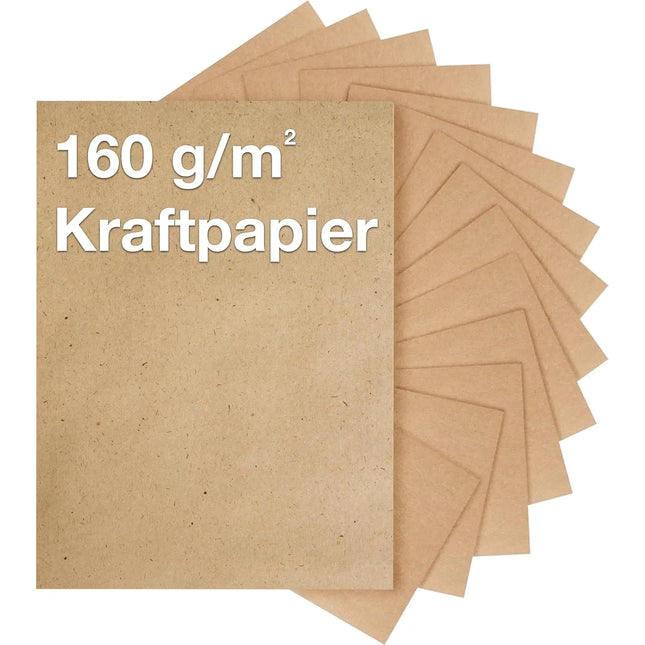 100x Kraftpapier 160 g/m² DIN A4 braunes Papier aus Kartonpapier