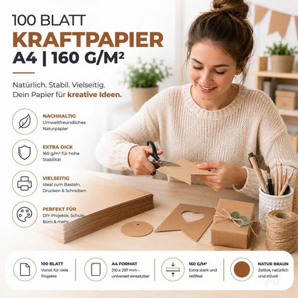 100x Kraftpapier 160 g/m² DIN A4 braunes Papier aus Kartonpapier – Verpackung 4