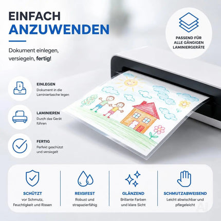 100x Laminierfolien DIN A4 – Extra dicke Laminiertaschen transparent glänzend – Folien – Detailansicht 4