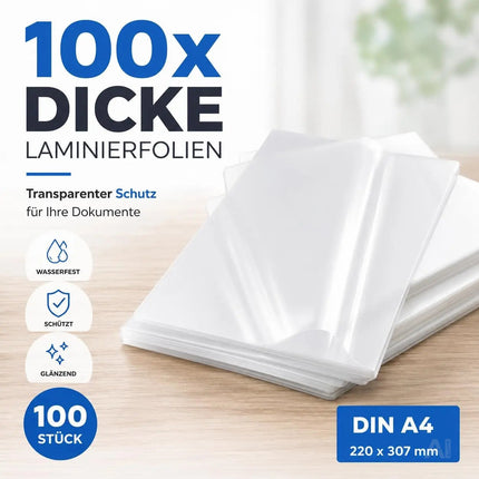 100x Laminierfolien DIN A4 – Extra dicke Laminiertaschen transparent glänzend – Folien – Detailansicht 7