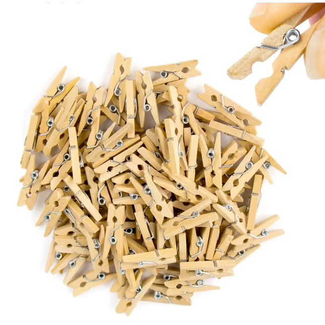 100x Miniklammern - Größe 25 mm Miniklammern Wäscheklammern