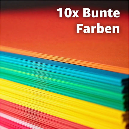 100x Papier bunt - 140 g/m² - Bastelpapier & Buntpapier - für Drucker & Basteln - Tonpapier & Tonkarton