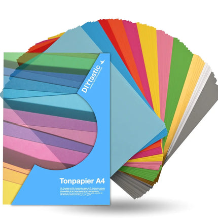100x Papier bunt - 200 g/m² - Bastelpapier & Buntpapier - für Drucker & Basteln - Tonpapier & Tonkarton