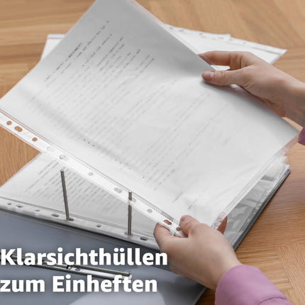 100x Premium Prospekthüllen Hefthülle transparent DIN A4 - Klarsichthüllen A4