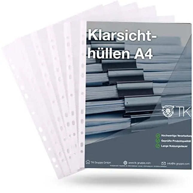 100x Premium Prospekthüllen Hefthülle transparent DIN A4 - Klarsichthüllen A4